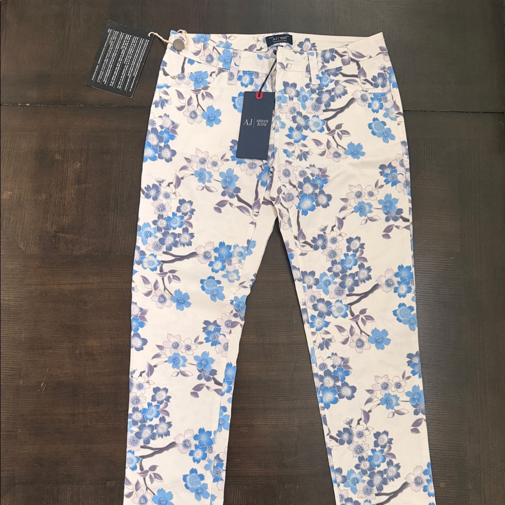 Armani Jeans casual summer floral print pants.